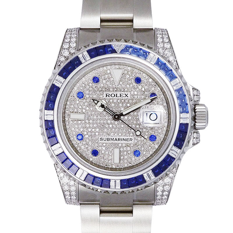 ROLEX ロレックス サブマリーナデイト 116610LN アフターサファイア&ダイヤモンドセッティング 116659SABR仕様