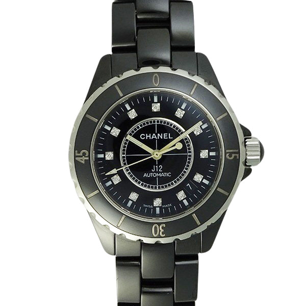 CHANEL シャネル J12 H1626 ブラックセラミック 38mm 12Pダイヤモンド メンズ 腕時計【中古】