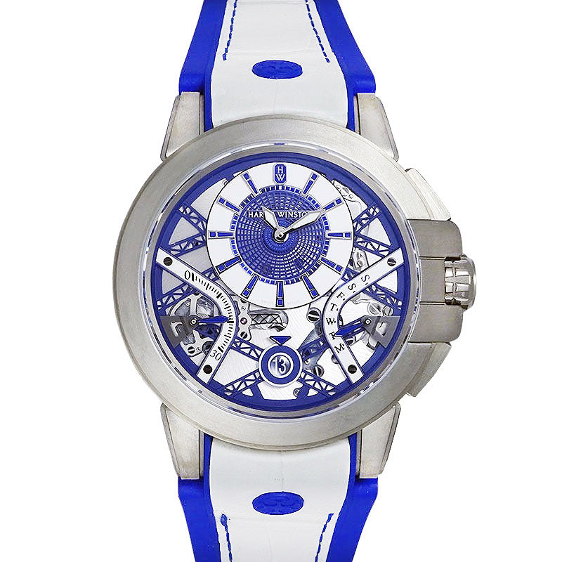 HARRY WINSTON ハリーウィンストン オーシャン ザリウム バリエーション ホワイト/ネイビーブルー OCEABI42ZZ006 世界50本限定