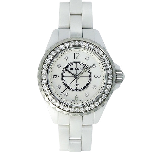 CHANEL シャネル J12 H2572 ホワイトセラミック 8Pダイヤモンド ダイヤモンドベゼル 29mm レディース 腕時計【中古】