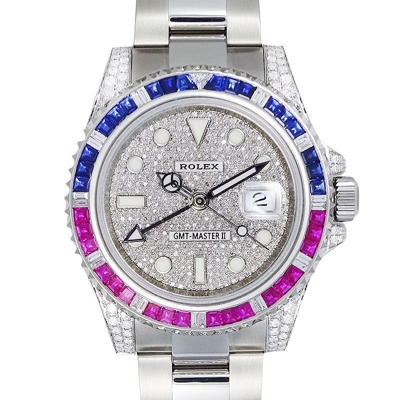 ROLEX ロレックス GMTマスターⅡ 116710LNベース アフターサファイア&ダイヤモンドセッティング 116759SARU仕様