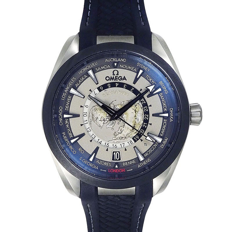 オメガ OMEGA シーマスター アクアテラ GMT ワールドタイマー 220.92.43.22.99.001 グレー チタン 自動巻き メンズ 腕時計 OMEGA オメガ シーマスター アクアテラ GMT ワールドタイマー 220.92