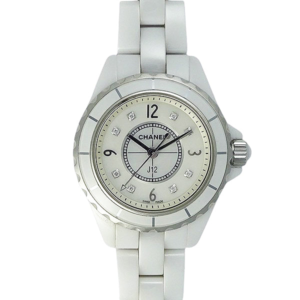 シャネル CHANEL J12 29mm H2570 レディース 腕時計 8P ダイヤ ホワイトシェル ホワイト セラミック クォーツ ウォッチ 90321468 CHANEL - シャネル CHANEL J12 29mm H2570 レディース 腕時計 8P