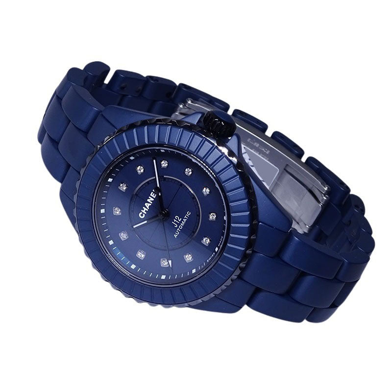 CHANEL シャネル J12 ブルー キャリバー12.2 H9657 ブルーセラミック 12Pダイヤ 33mm シースルーバック 自動巻き レディース【新品】