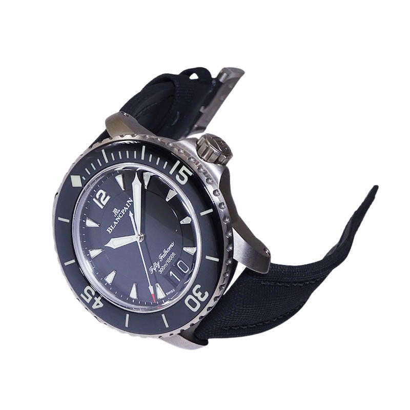 BLANCPAIN ブランパン フィフティファゾムスラージデイト チタン 5050 12B30 B52A 45.0mm Ti/キャンパス ブラック文字盤 メンズ 自動巻き【新品】