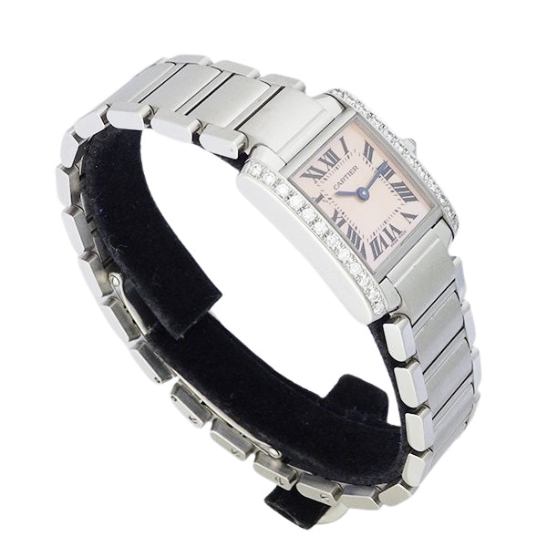 Cartier カルティエ タンクフランセーズSM ピンクシェル W51028Q3/3217 アフターダイヤモンド クォーツ レディース 腕時計【中古】
