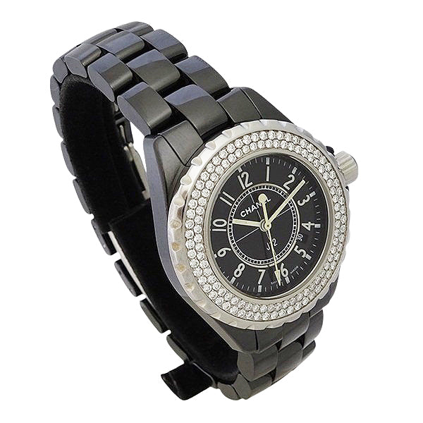 CHANEL シャネル J12 H0682 ブラックセラミック 33mm アフターダイヤベゼル レディース 腕時計【中古】