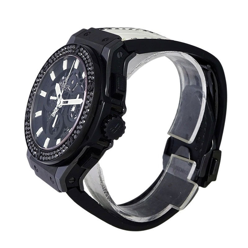 HUBLOT ウブロ ビッグバン アエロバン ブラック&ホワイト 311.CM.1110.GR.1100.DZA10 ブラックダイヤ 日本限定30本 腕時計【中古】