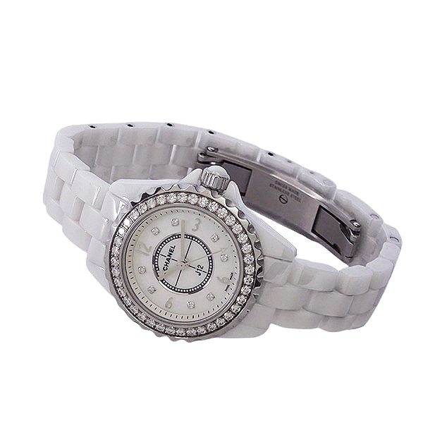 CHANEL シャネル J12 H2572 ホワイトセラミック 8Pダイヤモンド ダイヤモンドベゼル 29mm レディース 腕時計【中古】