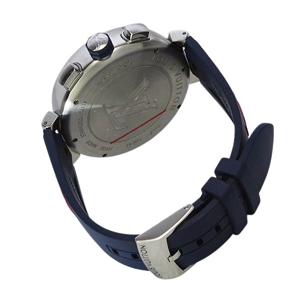 LOUIS VUITTON ルイヴィトン タンブール タンブール ダミエ・コバルト クロノグラフ QA076Z メンズ 腕時計【美品中古】