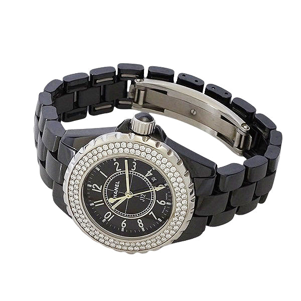 CHANEL シャネル J12 H0682 ブラックセラミック 33mm アフターダイヤベゼル レディース 腕時計【中古】