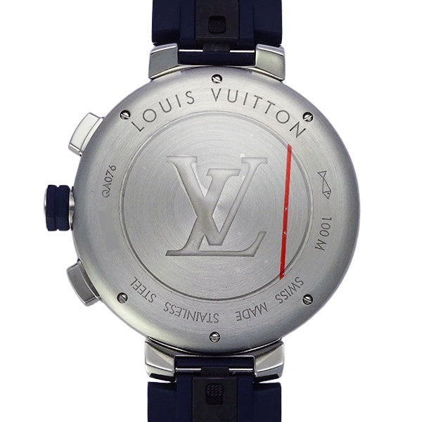LOUIS VUITTON ルイヴィトン タンブール タンブール ダミエ・コバルト クロノグラフ QA076Z メンズ 腕時計【美品中古】