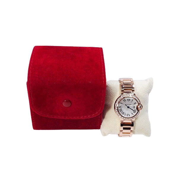 Cartier カルティエ バロンブルーSM W69010Z4/3009 PGコーティング アフターダイヤ クォーツ レディース 腕時計【美品中古】