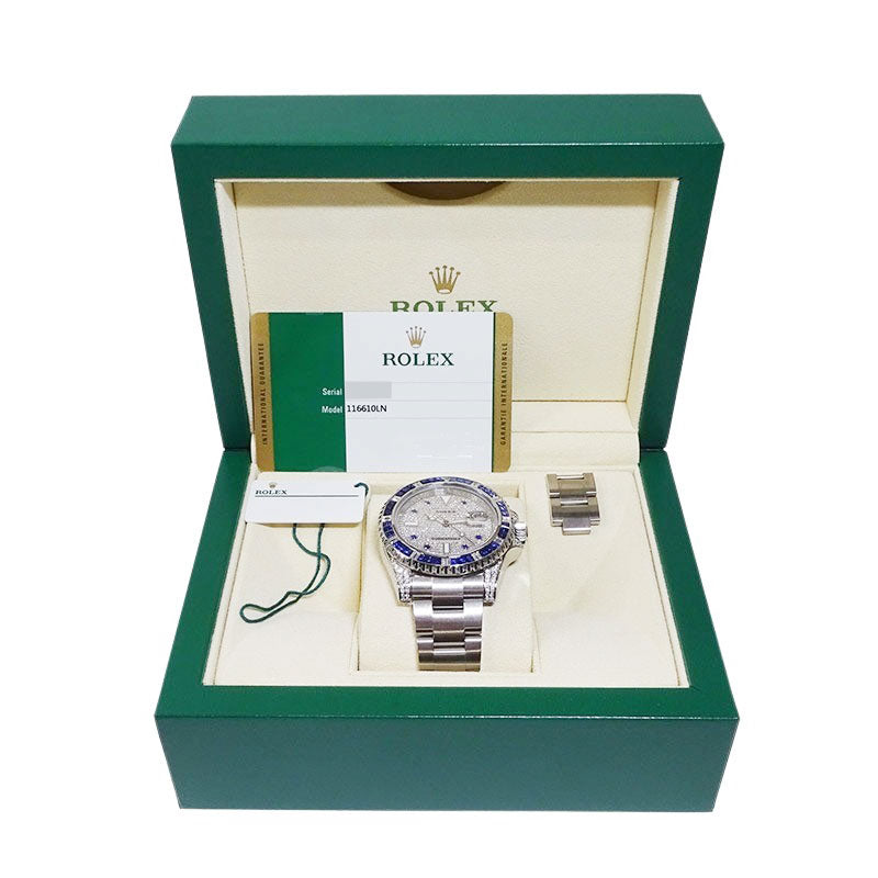 ROLEX ロレックス サブマリーナデイト 116610LN アフターサファイア&ダイヤモンドセッティング 116659SABR仕様