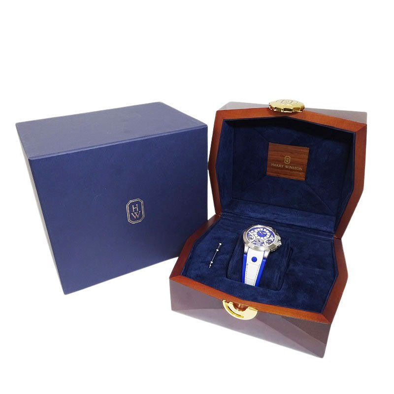 HARRY WINSTON ハリーウィンストン オーシャン ザリウム バリエーション ホワイト/ネイビーブルー OCEABI42ZZ006 世界50本限定