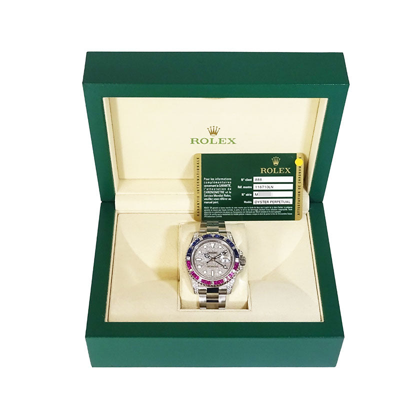 ROLEX ロレックス GMTマスターⅡ 116710LNベース アフターサファイア&ダイヤモンドセッティング 116759SARU仕様
