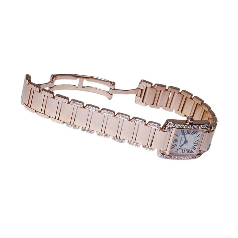 Cartier カルティエ タンクフランセーズSM W51008Q3/2384 PGコーティング アフターダイヤ