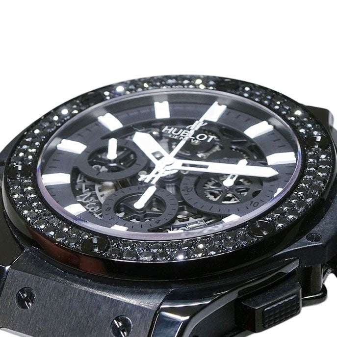 HUBLOT ウブロ ビッグバン アエロバン ブラック&ホワイト 311.CM.1110.GR.1100.DZA10 ブラックダイヤ 日本限定30本 腕時計【中古】