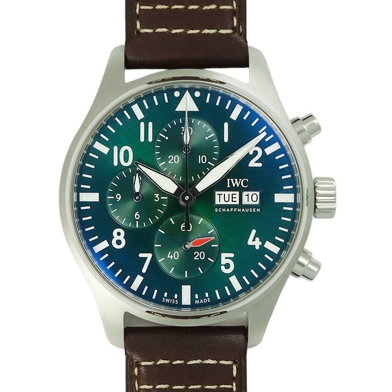 IWC アイダブリューシー パイロットウォッチクロノグラフ IW378005 43ｍ SS/レザー グリーン文字盤 【新品】　
