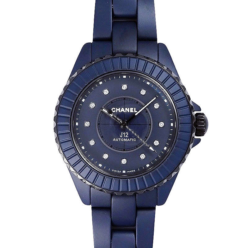 CHANEL シャネル J12 ブルー キャリバー12.2 H9657 ブルーセラミック 12Pダイヤ 33mm シースルーバック 自動巻き レディース【新品】