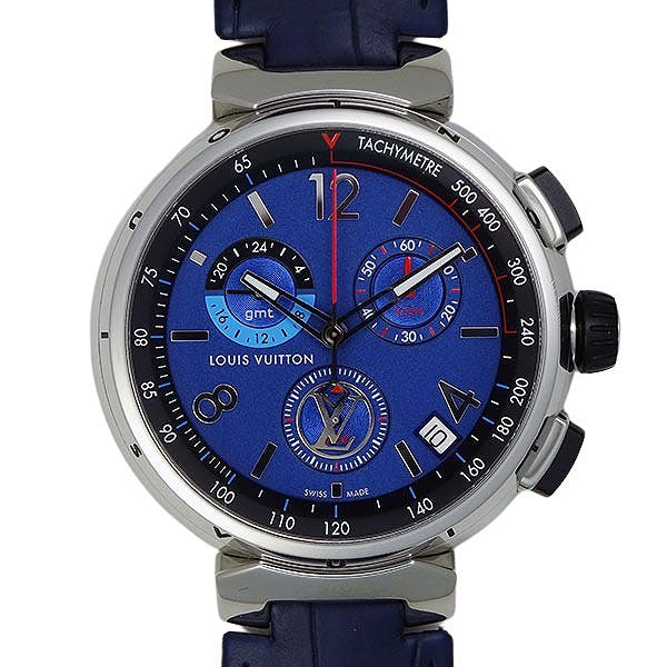 LOUIS VUITTON ルイヴィトン タンブール アウトドア クロノグラフ GMT QA153 クォーツ メンズ 腕時計【美品中古】