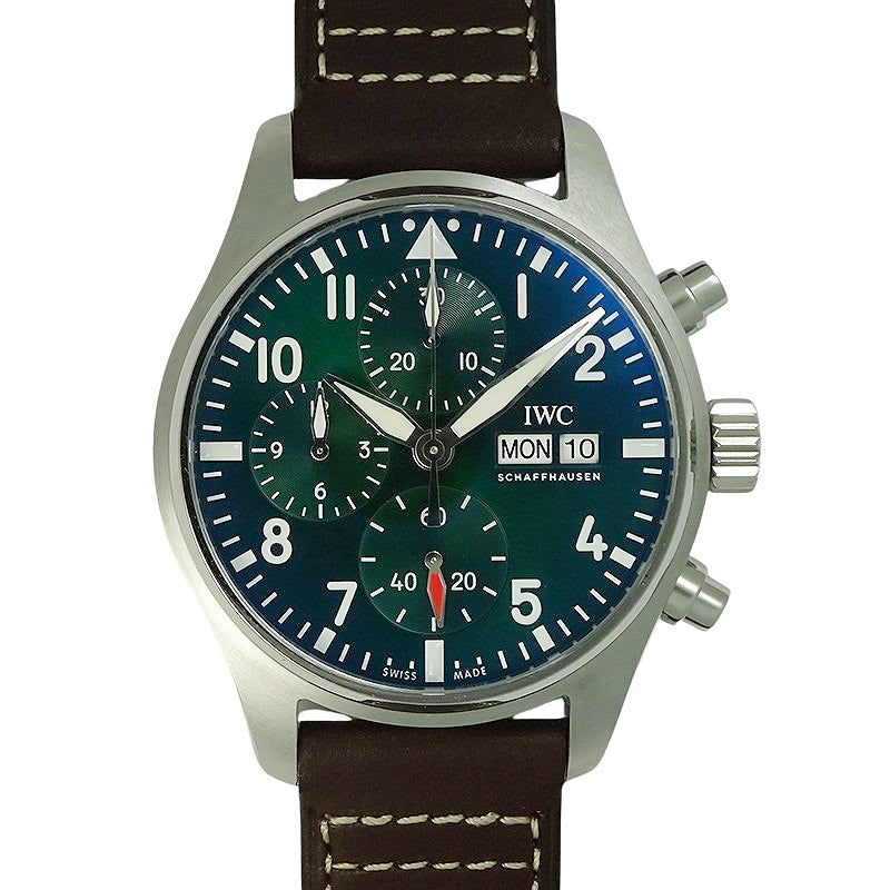 IWC アイダブリューシー パイロットウォッチクロノグラフ IW388103 41ｍｍ SS/レザー グリーン文字盤 【新品】　