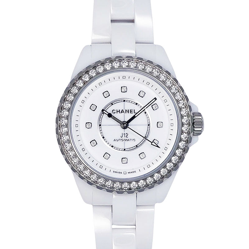 CHANEL シャネル J12 キャリバー12.2 H10473 ホワイト セラミック 33mm ダイヤベゼル 12Pダイヤ シースルーバック レディース【新品】