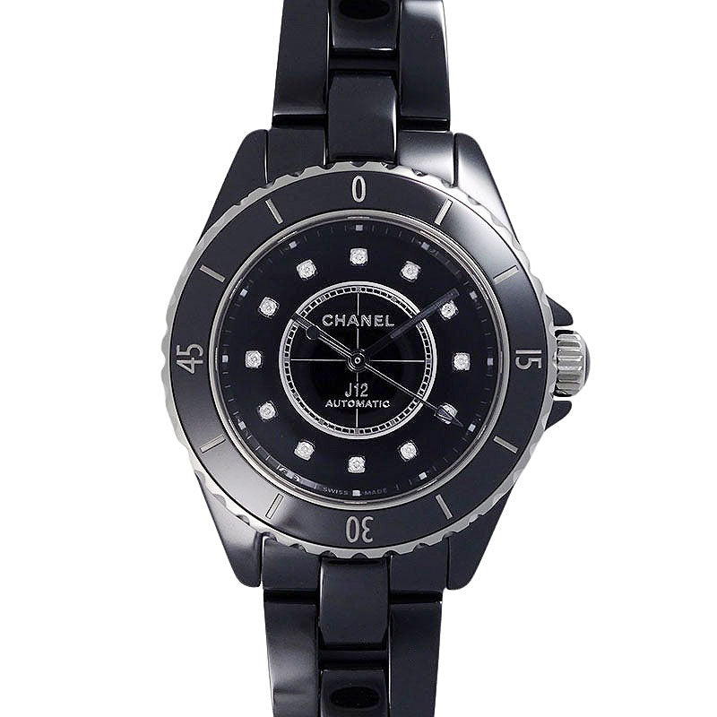 CHANEL シャネル J12 キャリバー12.2 H9742 ブラックセラミック 12Pダイヤ 33mm シースルーバック 自動巻き レディース【新品】