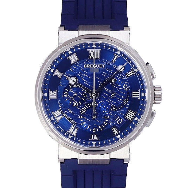 BREGUET ブレゲ マリーンクロノグラフ WG 5527BB/Y2/5WV 42ｍｍ WG／ラバー ブルー文字盤 【新品】　