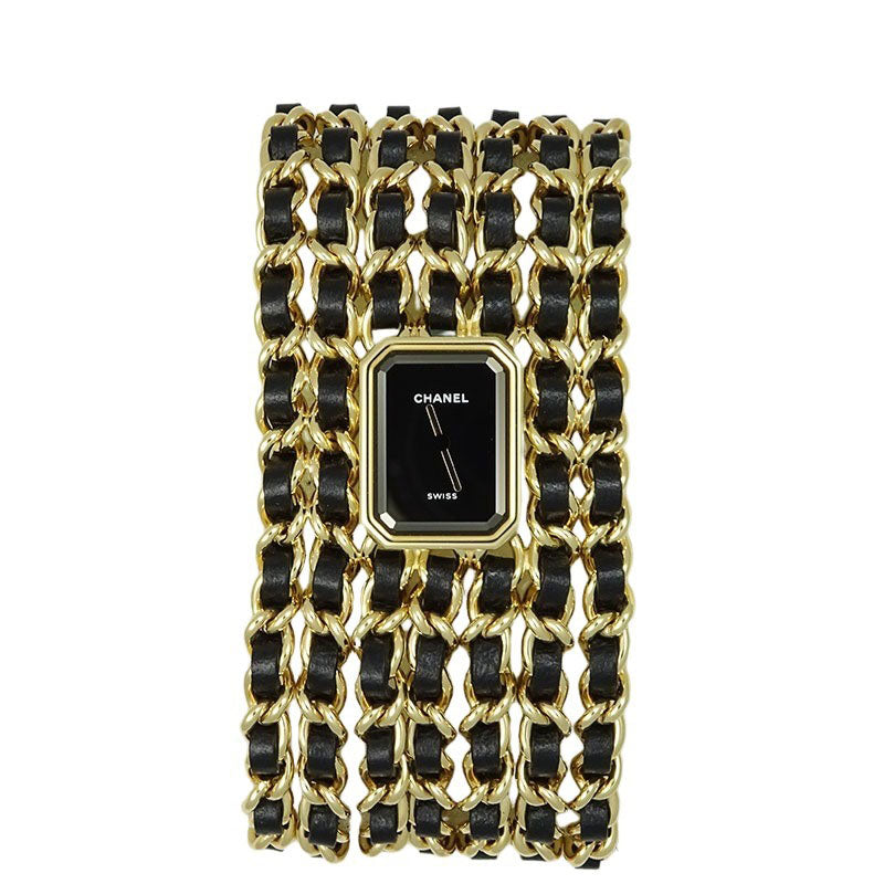 CHANEL シャネル プルミエール カフ H9861 GP/レザー Lサイズ 19.7ｍｍ×15.2ｍｍ×7.5ｍｍ 黒文字盤 レディース【新品】