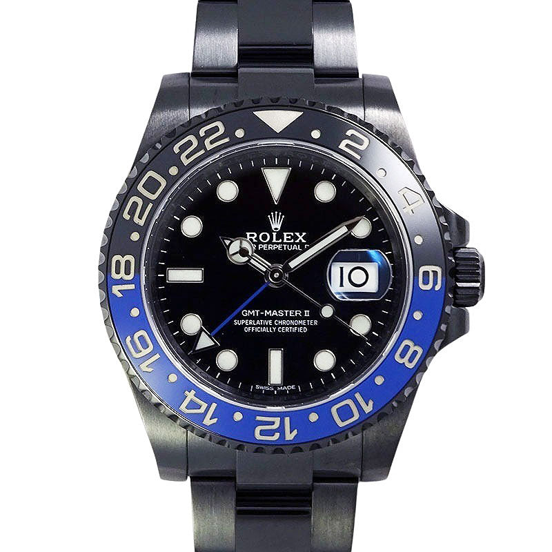 ROLEX ロレックス GMTマスターII 116710BLNR ランダム番 DLCコーティングカスタム メンズ 腕時計 【中古】