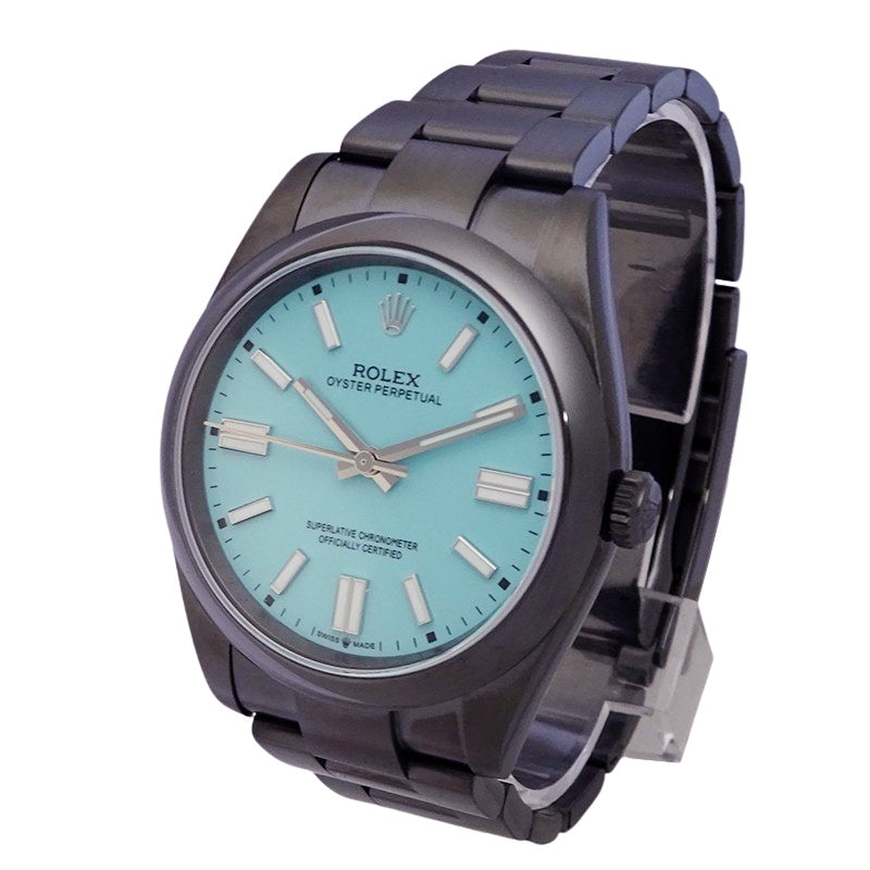 ROLEX ロレックス オイスターパーペチュアル 41 DLCコーテイングカスタム 124300 ターコイズブルー リダン メンズ 腕時計【美品中古】