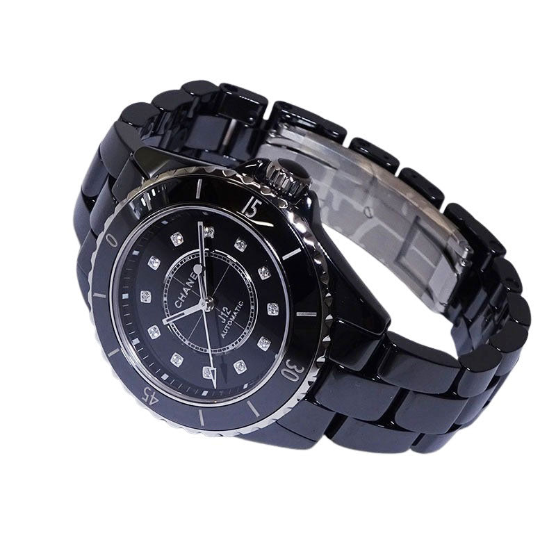 CHANEL シャネル J12 キャリバー12.2 H9742 ブラックセラミック 12Pダイヤ 33mm シースルーバック 自動巻き レディース【新品】