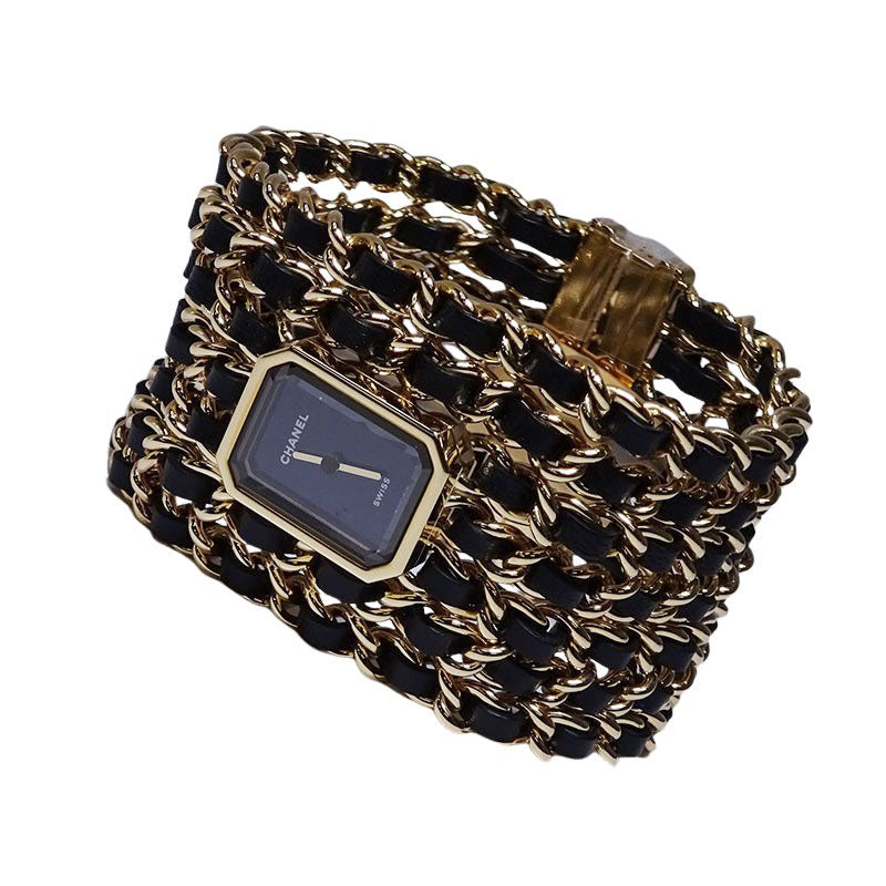 CHANEL シャネル プルミエール カフ H9861 GP/レザー Lサイズ 19.7ｍｍ×15.2ｍｍ×7.5ｍｍ 黒文字盤 レディース【新品】