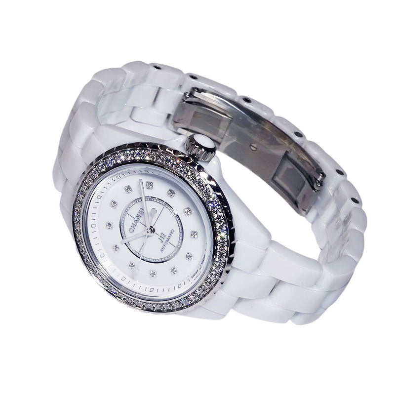 CHANEL シャネル J12 キャリバー12.2 H10473 ホワイト セラミック 33mm ダイヤベゼル 12Pダイヤ シースルーバック レディース【新品】