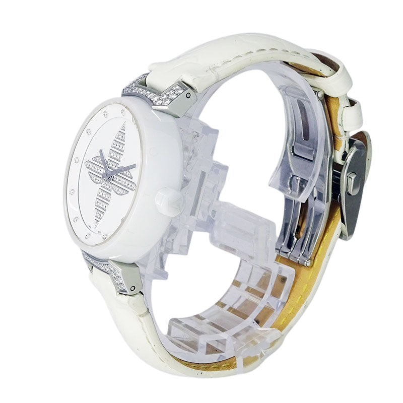 LOUIS VUITTON タンブール フォーエバー Q13M4 クォーツ ダイヤ ホワイト セラミック レデイース 腕時計【中古】