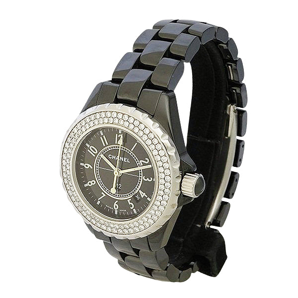 CHANEL シャネル J12 H0682 ブラックセラミック 33mm アフターダイヤベゼル レディース 腕時計【中古】