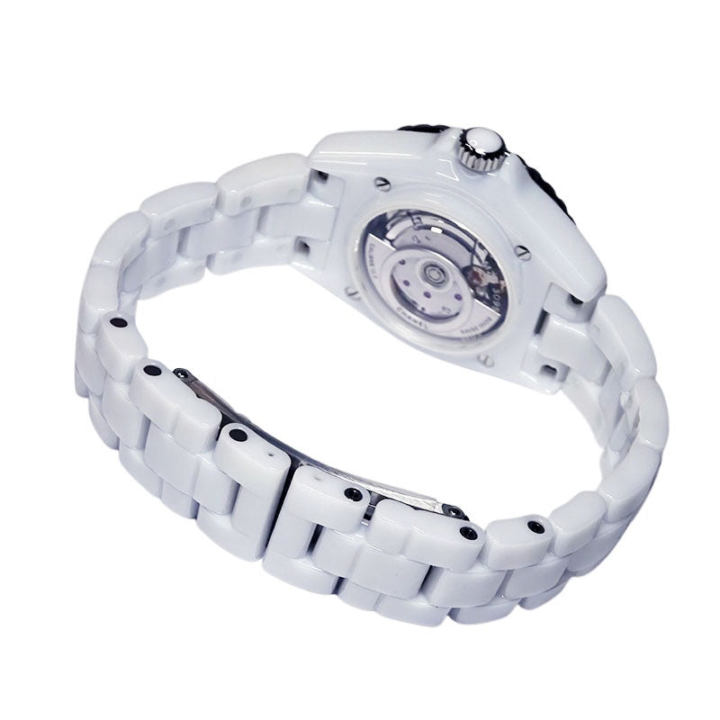 CHANEL シャネル J12 キャリバー12.2 H10473 ホワイト セラミック 33mm ダイヤベゼル 12Pダイヤ シースルーバック レディース【新品】