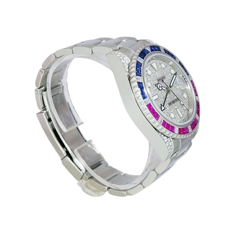 ROLEX ロレックス GMTマスターⅡ 116710LNベース アフターサファイア＆ダイヤモンドセッティング 116759SARU仕様