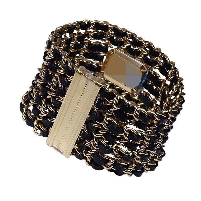 CHANEL シャネル プルミエール カフ H9861 GP/レザー Lサイズ 19.7ｍｍ×15.2ｍｍ×7.5ｍｍ 黒文字盤 レディース【新品】