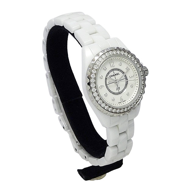 CHANEL シャネル J12 H2572 ホワイトセラミック 8Pダイヤモンド ダイヤモンドベゼル 29mm レディース 腕時計【中古】