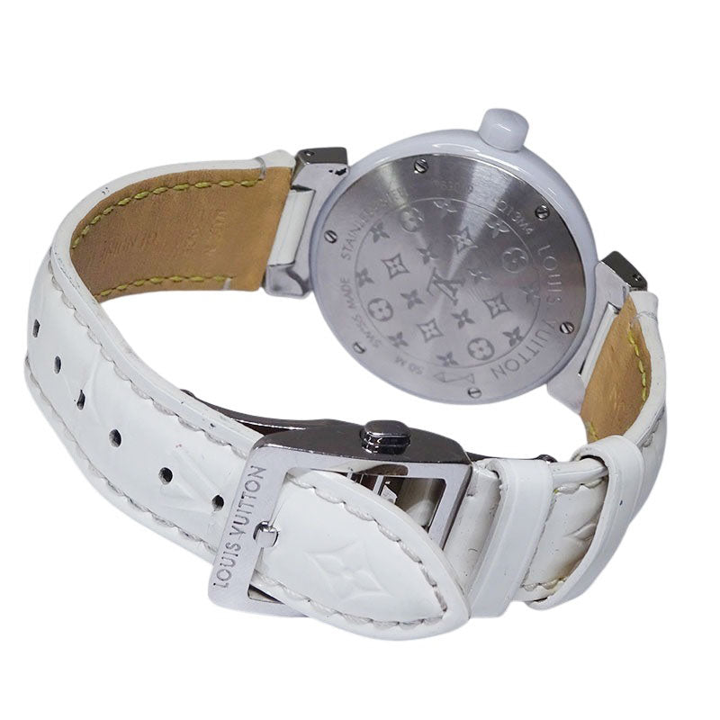 LOUIS VUITTON タンブール フォーエバー Q13M4 クォーツ ダイヤ ホワイト セラミック レデイース 腕時計【中古】