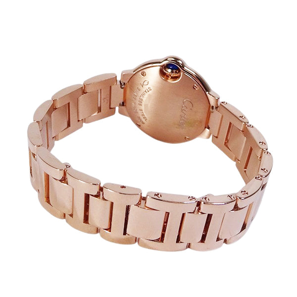 Cartier カルティエ バロンブルーSM W69010Z4/3009 PGコーティング アフターダイヤ クォーツ レディース 腕時計【美品中古】